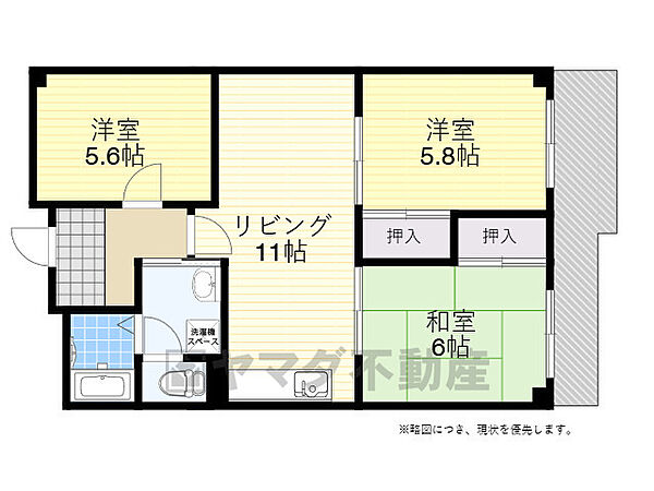 グランディール小山 ｜大阪府箕面市粟生間谷西２丁目(賃貸マンション3LDK・4階・62.37㎡)の写真 その2