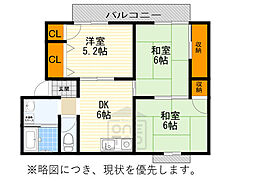 プレミール箕面 3DKの間取図画像
