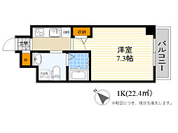 エグゼ新大阪南 1Kの間取図画像