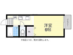 メルベーユ箕面 1Kの間取図画像