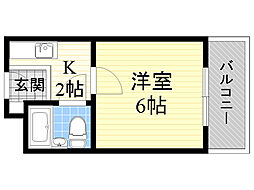 マリアージュ箕面 1Kの間取図画像