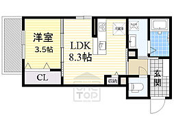 アマントリビエール瀬川 1LDKの間取図画像