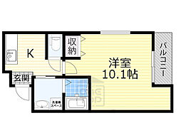 フジパレスモアクレスト3 1Kの間取図画像