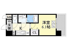 スプランディッド新大阪DUE 1Kの間取図画像