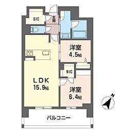 リビエナ グラン 新梅田 2LDKの間取図画像
