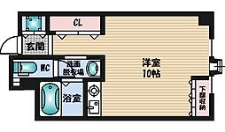 江坂アパートメント ワンルームの間取図画像