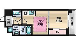 ライブガーデン江坂3 1DKの間取図画像