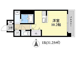 ラドゥセール豊中南 ワンルームの間取図画像