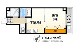 シャノアール 1DKの間取図画像