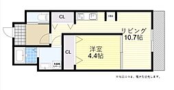クレール江坂 1LDKの間取図画像