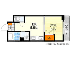 第11関根マンション 1DKの間取図画像