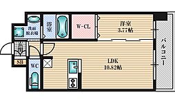 ドンパレス江坂 1LDKの間取図画像