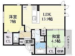 ラルーチェ千里 2LDKの間取図画像