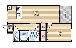 アカツキハイツ 1LDKの間取図画像