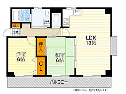 クオーレ江坂 2LDKの間取図画像