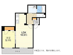 ベルフルール五月が丘 1LDKの間取図画像