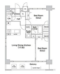 グランルクレ新大阪 2LDKの間取図画像