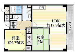 ルミエール西緑丘 2LDKの間取図画像