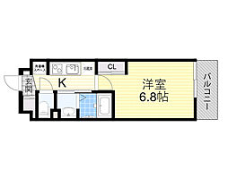 Luxe新大阪VI 1Kの間取図画像