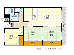カルム千里山土井B棟 3LDKの間取図画像