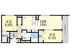 シトランテ千里 2LDKの間取図画像