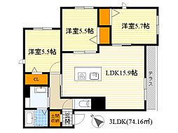 Biscotto 3LDKの間取図画像