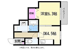 マーメイド緑地公園 1DKの間取図画像