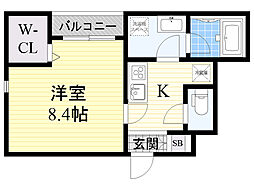 ベロクオーレ三国ドゥーエ 1Kの間取図画像