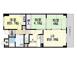 サニーサイド曽根 3LDKの間取図画像