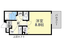 江坂OMパレス 1Kの間取図画像