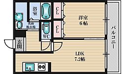 ハピネス吹田 1LDKの間取図画像