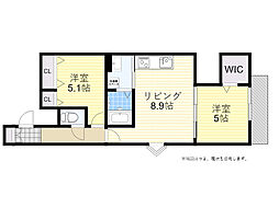 ラモーナ豊南町南 2LDKの間取図画像