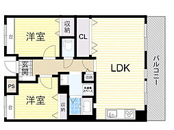 グランベール刀根山 2LDKの間取図画像