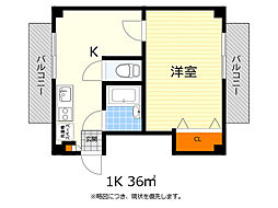 ハイムタケダパート5 1Kの間取図画像