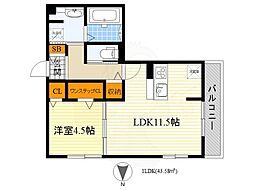 Jcubea 1LDKの間取図画像