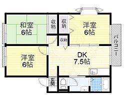 サンシャイン緑丘 3DKの間取図画像