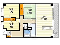 ウイング旭ケ丘 3LDKの間取図画像