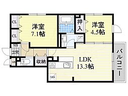 SUNSQUARE千里万博 2LDKの間取図画像