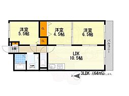 ハイツ三ツ池台 3LDKの間取図画像