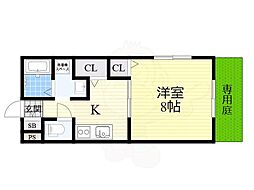 ヴィラグレイスA・B 1Kの間取図画像