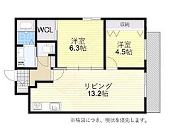 アヴェニール千里山松が丘 2LDKの間取図画像