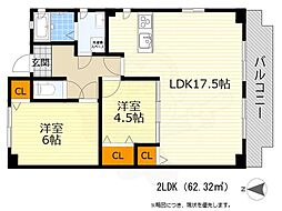 壱番館 2LDKの間取図画像