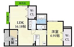ウェストコート 1LDKの間取図画像