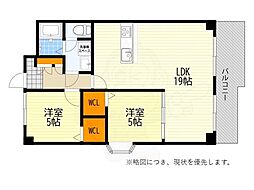 ハイツオークラ2 2LDKの間取図画像