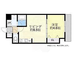 Halu江坂東 1LDKの間取図画像