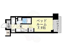 大阪市淀川区宮原5丁目マンション 1Kの間取図画像