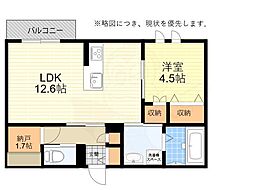 メゾンフィオーレ 1LDKの間取図画像