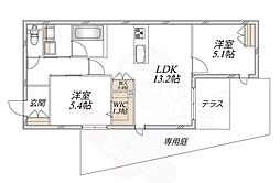 (仮称)豊中市中桜塚2丁目ヘーベルメゾン 2LDKの間取図画像