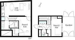 用賀レーベル 2LDKの間取図画像