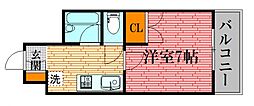 パール大宮 1Kの間取図画像